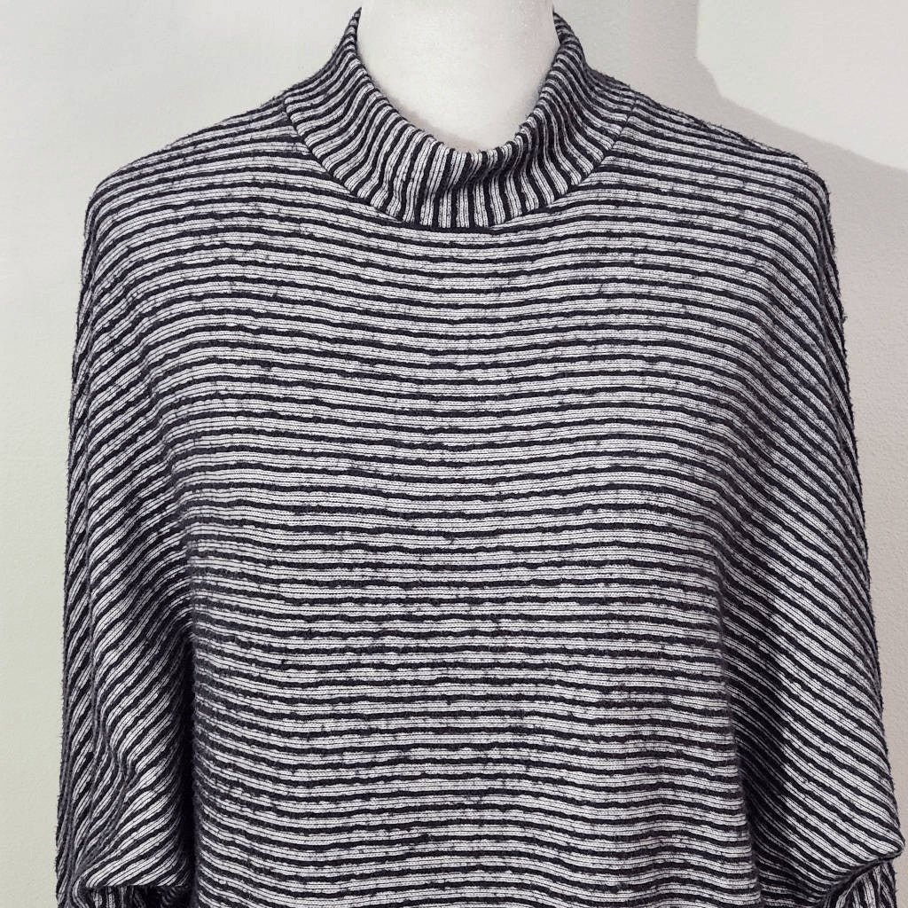 Out From Under Black Striped Dolman Sleeve Sweater Size Small Fuzzy Sweater