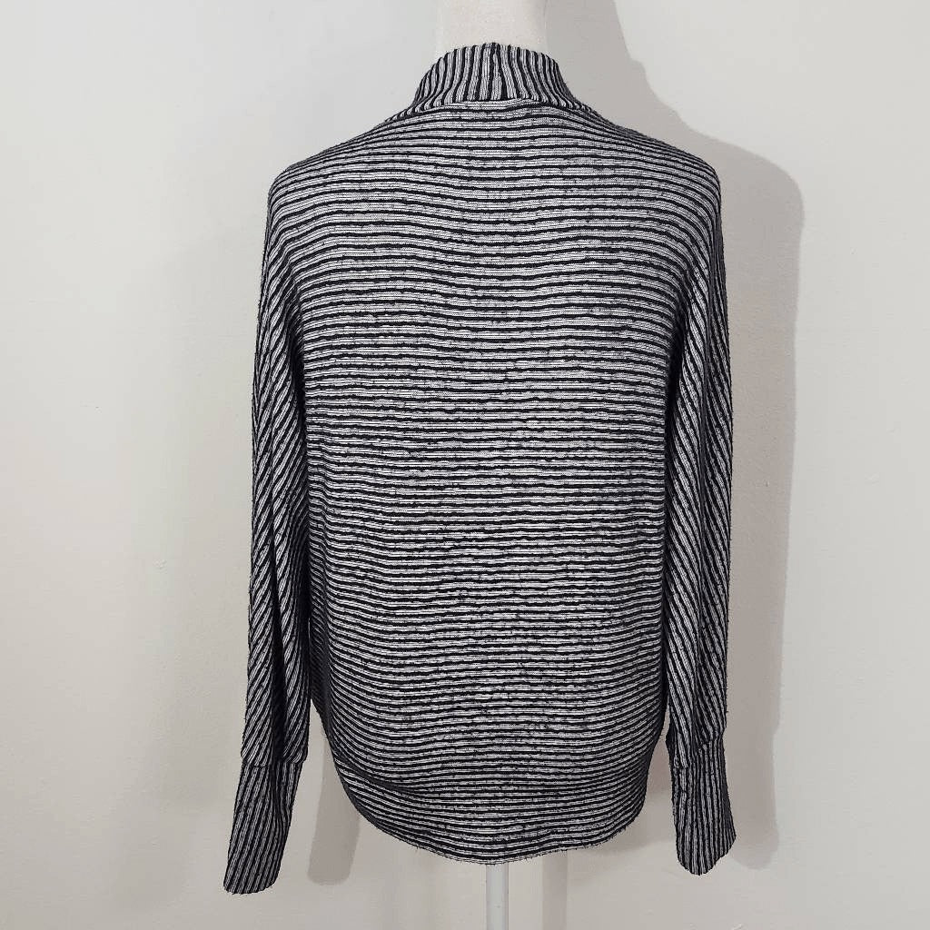 Out From Under Black Striped Dolman Sleeve Sweater Size Small Fuzzy Sweater