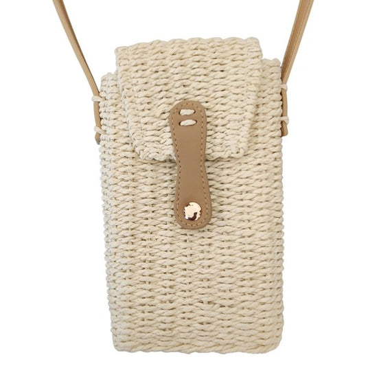Aerie Cream Woven Crossbody Bag One Size