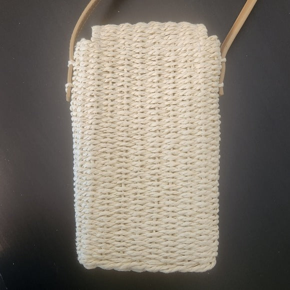 Aerie Cream Woven Crossbody Bag One Size