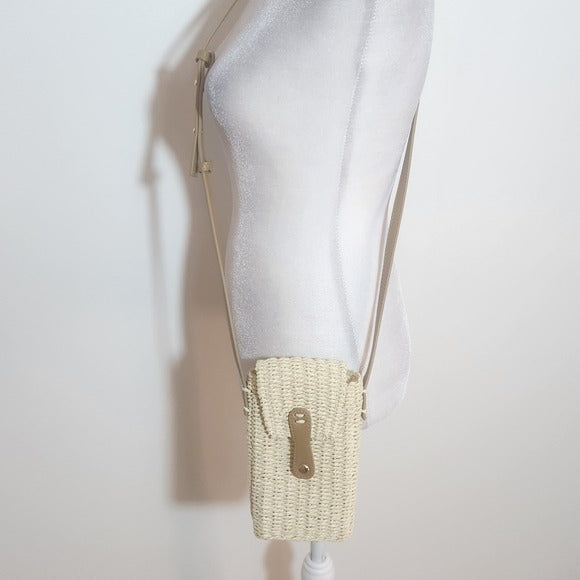 Aerie Cream Woven Crossbody Bag One Size