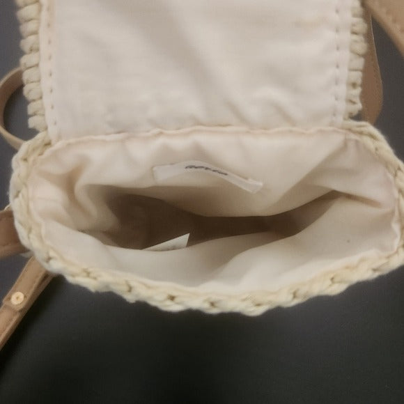 Aerie Cream Woven Crossbody Bag One Size