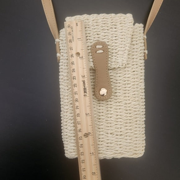 Aerie Cream Woven Crossbody Bag One Size