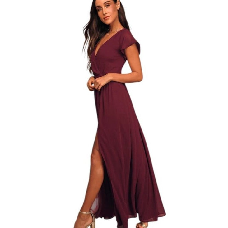 Lulus Women’s Burgundy Formal Maxi Dress Size 1XL NWT Wedding Guest Dress