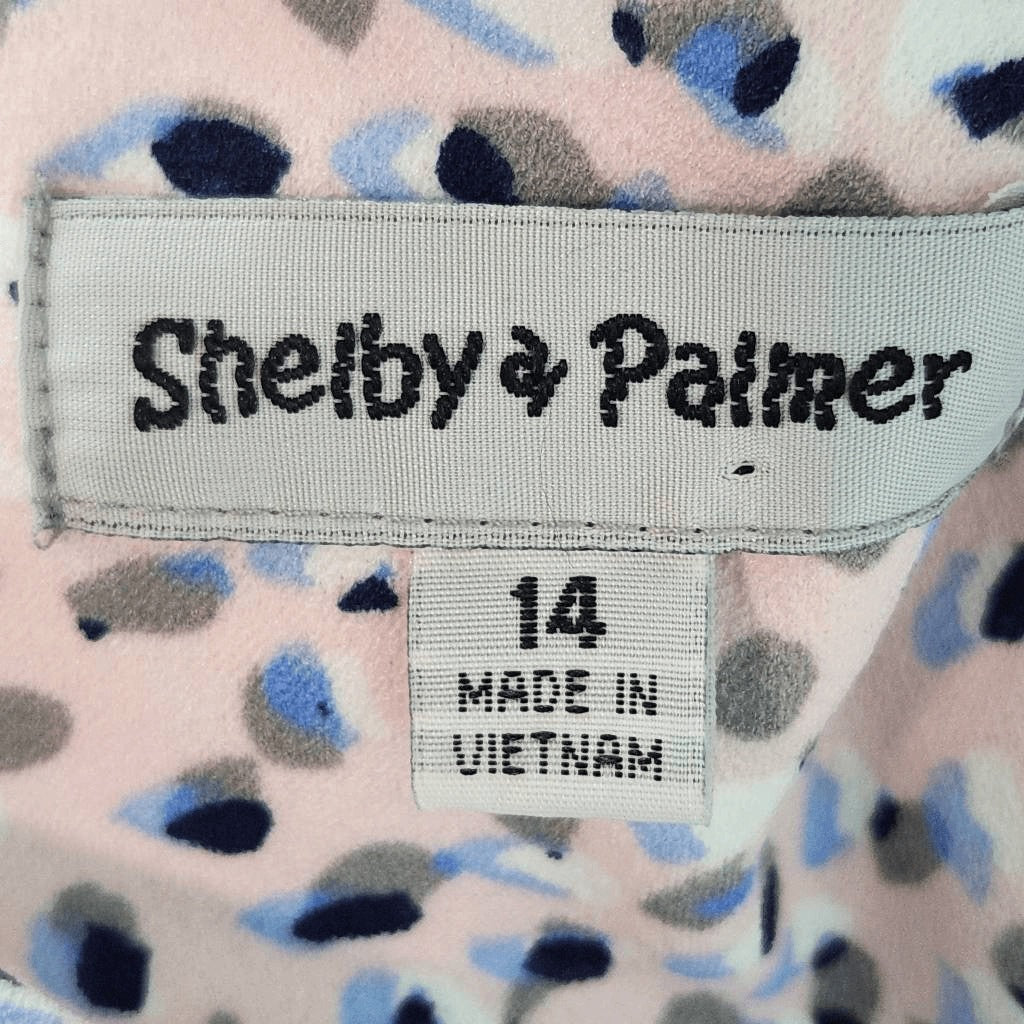 Shelby & Palmer Pink Print A-Line Dress Size 14 Wedding Guest Dress