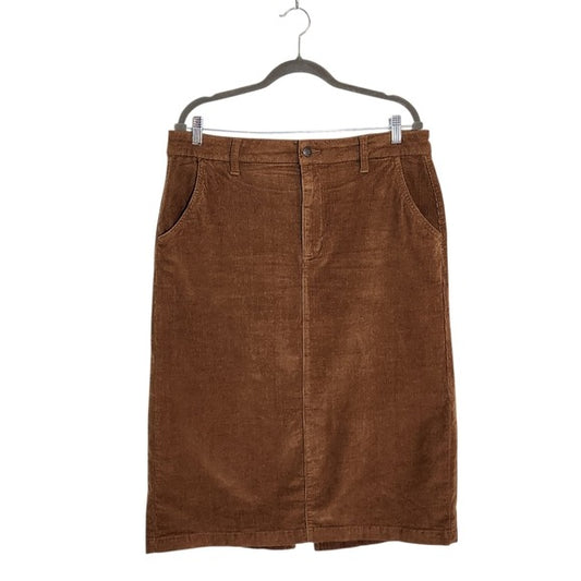 Time and Tru Brown Corduroy Straight Midi Skirt Size 14