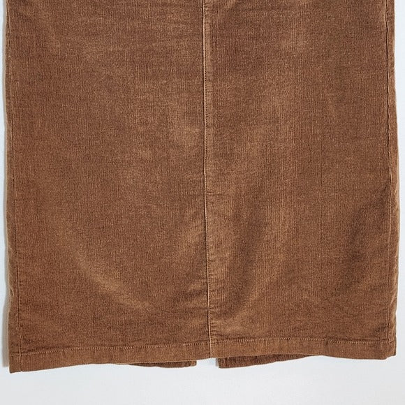 Time and Tru Brown Corduroy Straight Midi Skirt Size 14