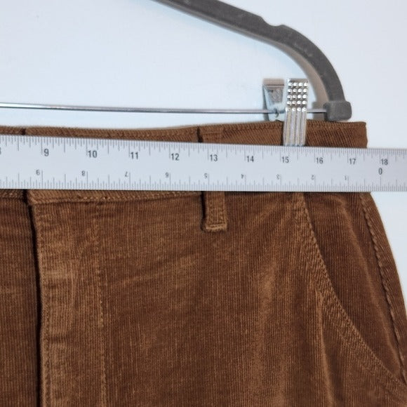 Time and Tru Brown Corduroy Straight Midi Skirt Size 14