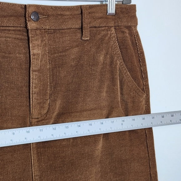 Time and Tru Brown Corduroy Straight Midi Skirt Size 14