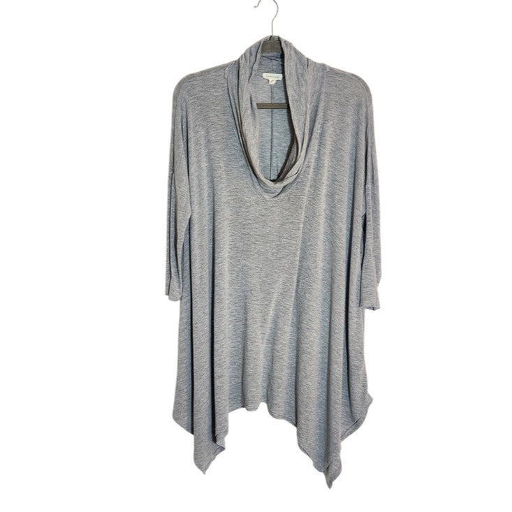 Silence + Noise Gray Cowl Neck Tunic with Handkerchief Hem Size Small