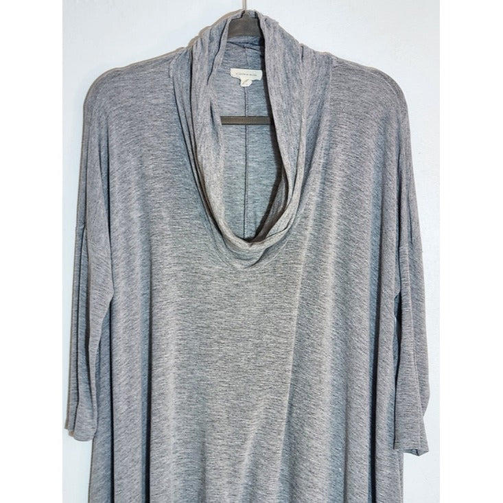 Silence + Noise Gray Cowl Neck Tunic with Handkerchief Hem Size Small