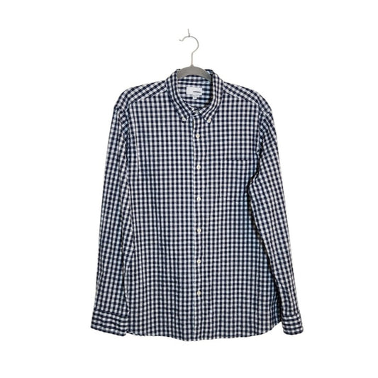 Sonoma Mens Navy and White Gingham Check Button Down Shirt Size XL