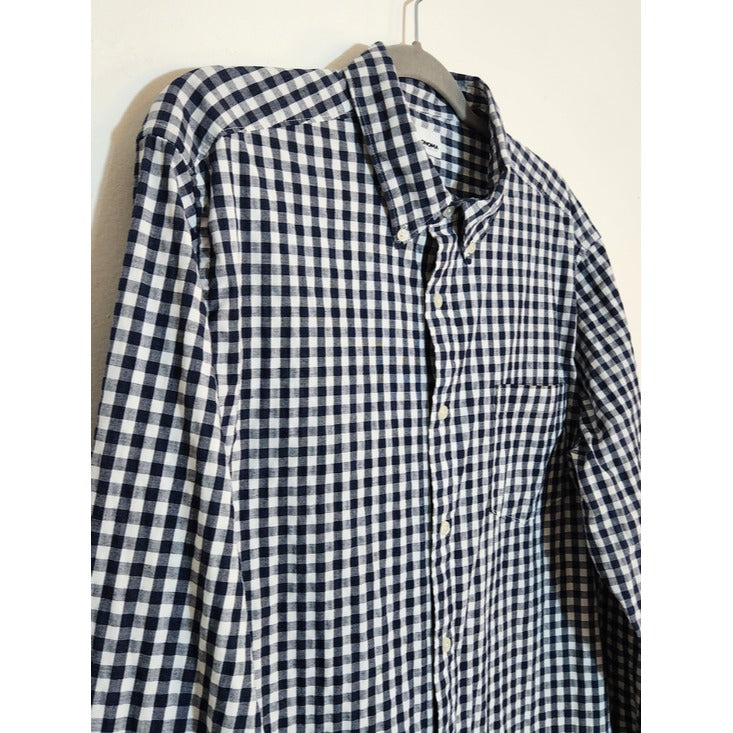 Sonoma Mens Navy and White Gingham Check Button Down Shirt Size XL