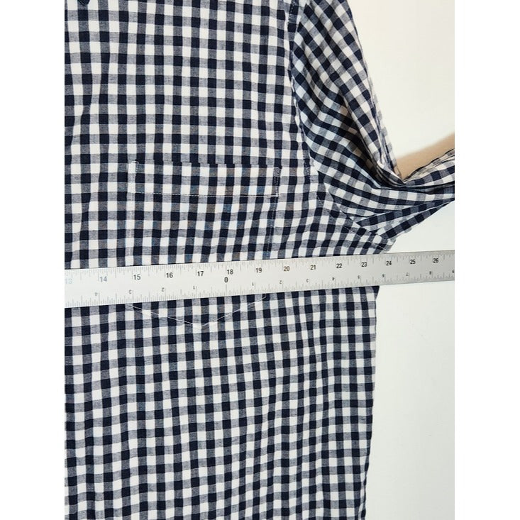 Sonoma Mens Navy and White Gingham Check Button Down Shirt Size XL