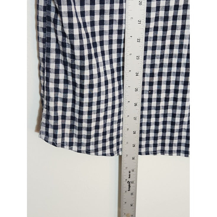 Sonoma Mens Navy and White Gingham Check Button Down Shirt Size XL