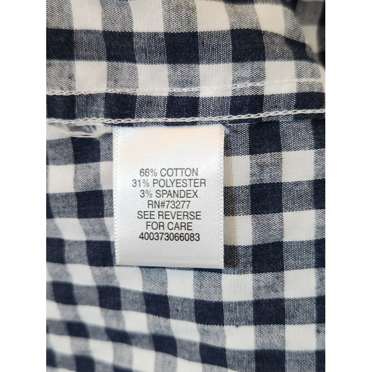 Sonoma Mens Navy and White Gingham Check Button Down Shirt Size XL