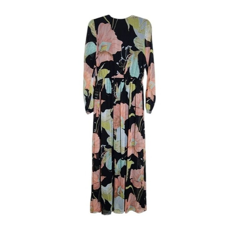 Lulus Long Sleeve Black Floral Formal Dress Size Medium NWT Wedding Guest Dress