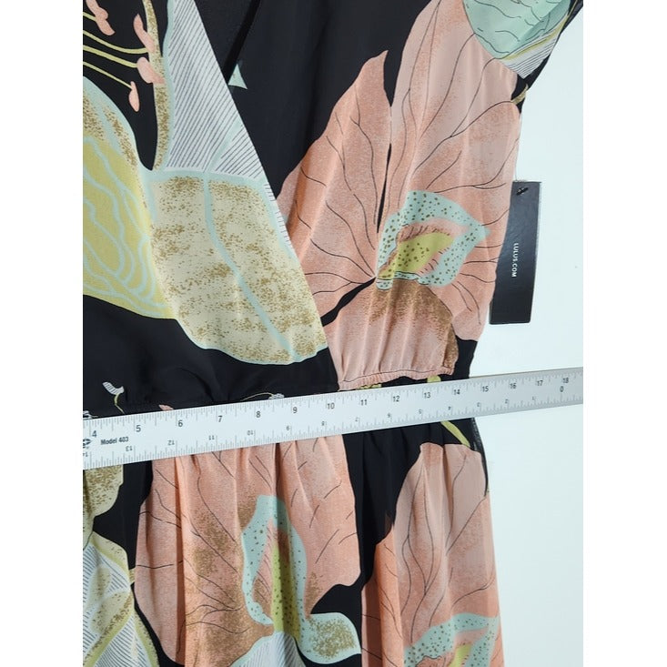 Lulus Long Sleeve Black Floral Formal Dress Size Medium NWT Wedding Guest Dress