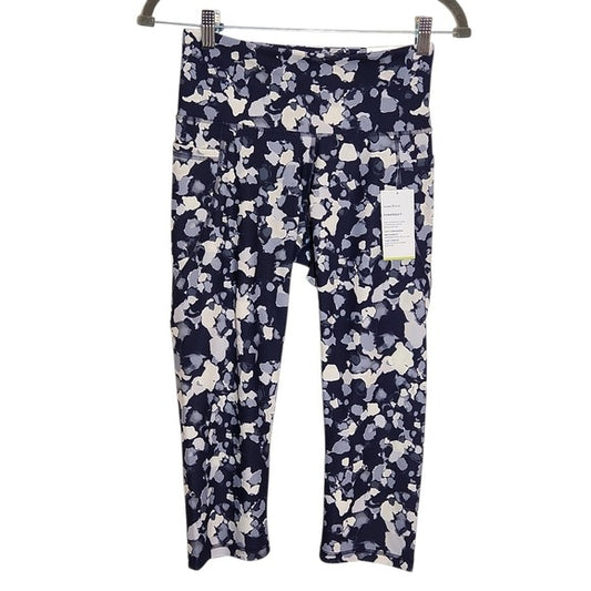 Old Navy Navy and Gray Print Cropped Athletic Leggings Size Medium Petite NWT