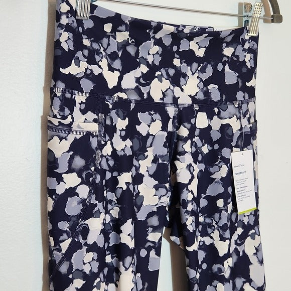 Old Navy Navy and Gray Print Cropped Athletic Leggings Size Medium Petite NWT