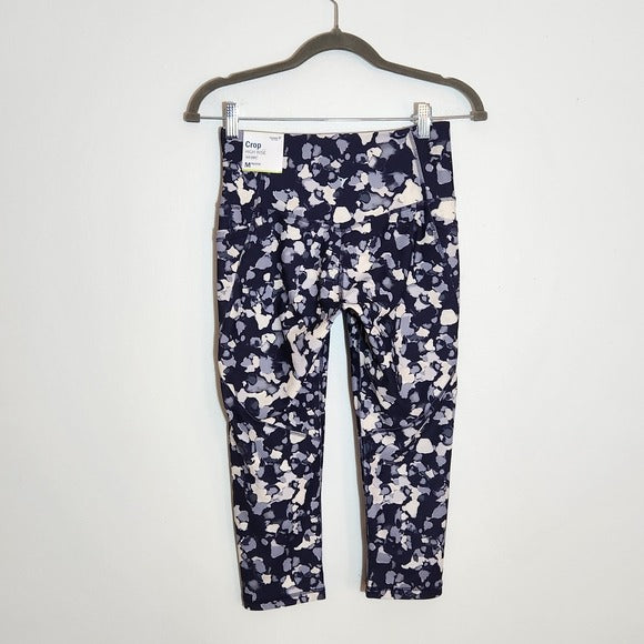 Old Navy Navy and Gray Print Cropped Athletic Leggings Size Medium Petite NWT