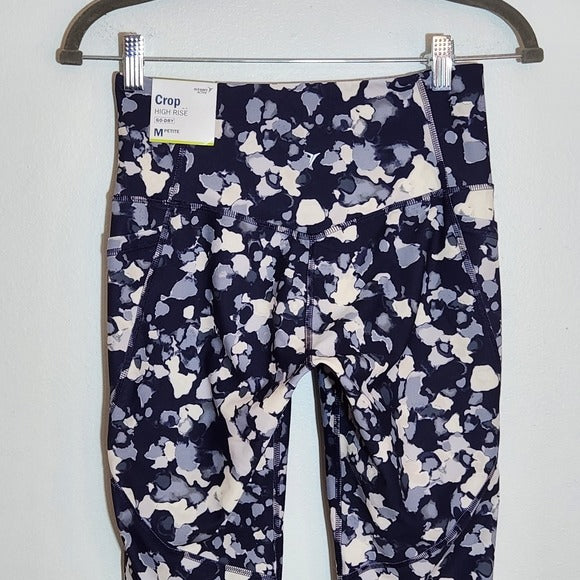 Old Navy Navy and Gray Print Cropped Athletic Leggings Size Medium Petite NWT