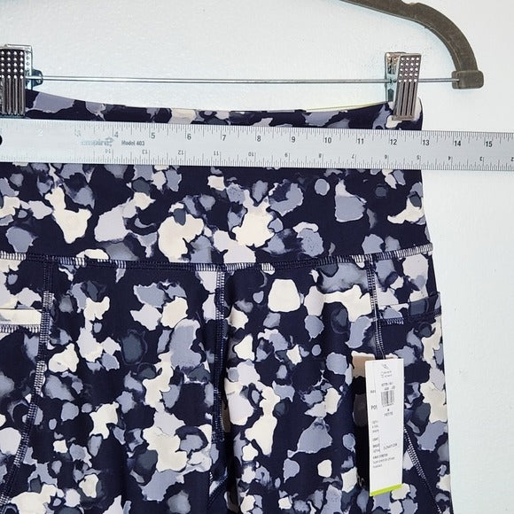 Old Navy Navy and Gray Print Cropped Athletic Leggings Size Medium Petite NWT