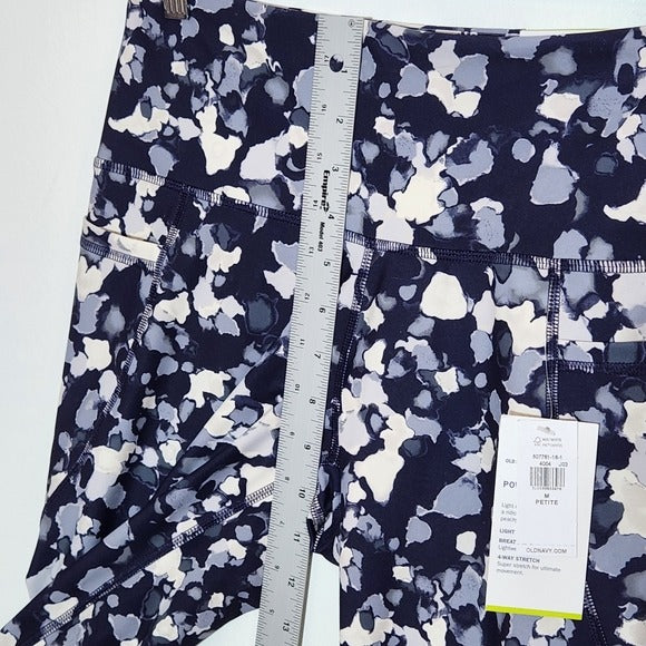 Old Navy Navy and Gray Print Cropped Athletic Leggings Size Medium Petite NWT