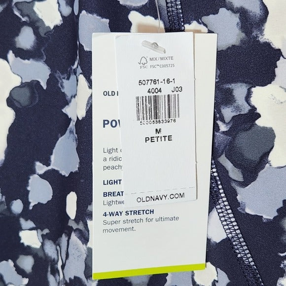 Old Navy Navy and Gray Print Cropped Athletic Leggings Size Medium Petite NWT
