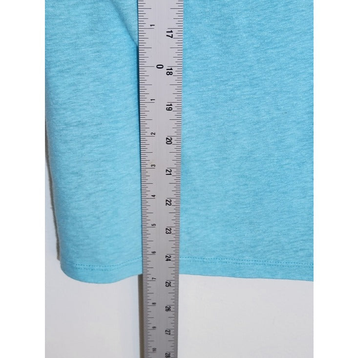 Talbots Aqua Blue Linen Blend Short Sleeve Tee Size Large