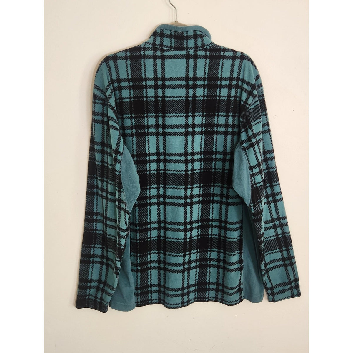Columbia Teal and Black Plaid Fleece Pullover Size XL