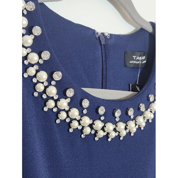 Tahari by ASL Navy Sheath Cocktail Dress Size 2 NWT Wedding Guest Dress