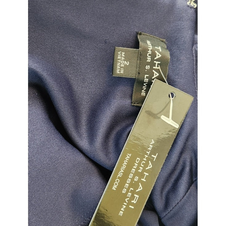 Tahari by ASL Navy Sheath Cocktail Dress Size 2 NWT Wedding Guest Dress