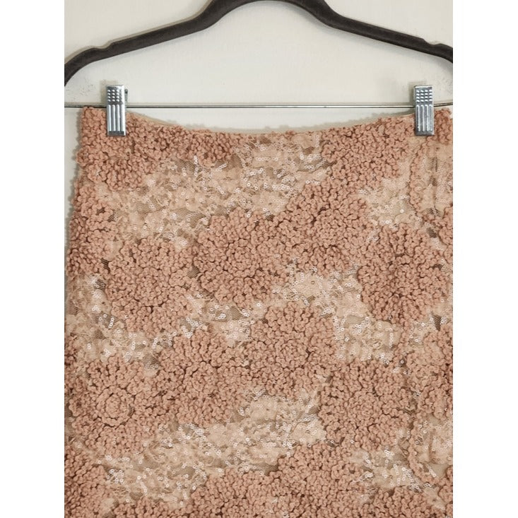 Francesca's Blush Pink Sequin Textured Mini Skirt Size Medium