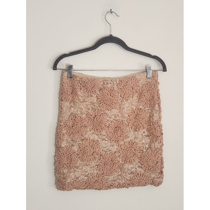 Francesca's Blush Pink Sequin Textured Mini Skirt Size Medium