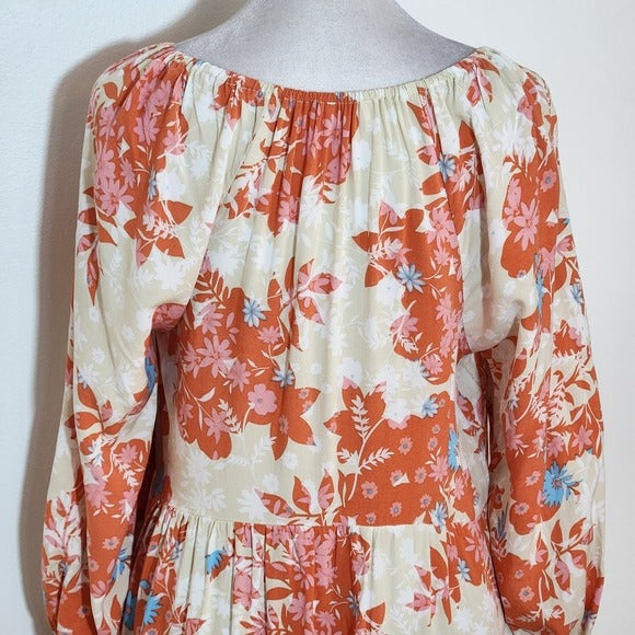 Millibon Cream and Orange Floral Mini Dress Size Small Wedding Guest Dress