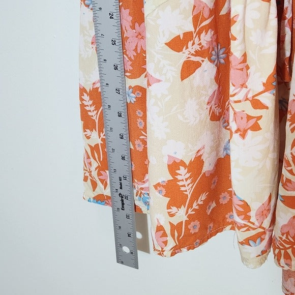 Millibon Cream and Orange Floral Mini Dress Size Small Wedding Guest Dress