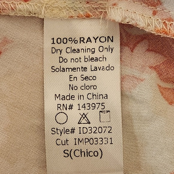 Millibon Cream and Orange Floral Mini Dress Size Small Wedding Guest Dress