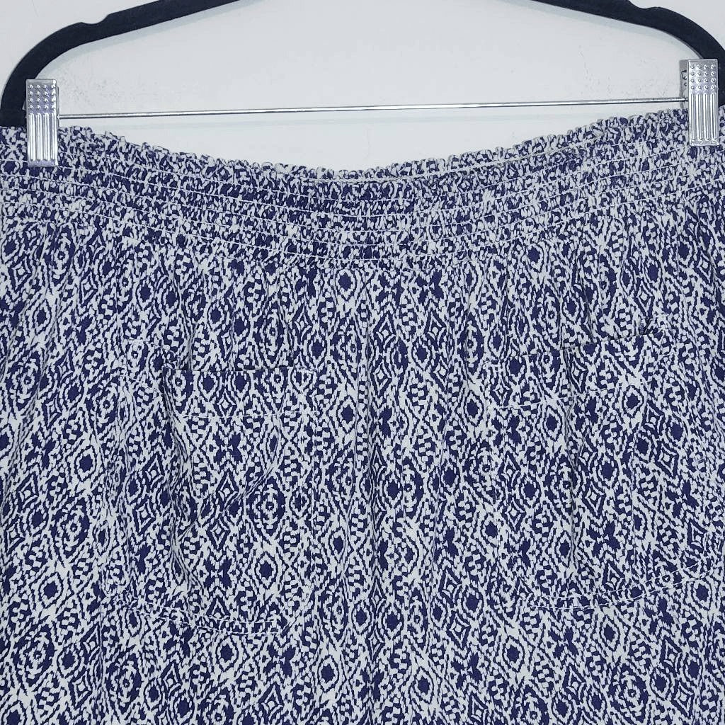 Briggs Navy and White Linen Pull-on Shorts Size XL Navy Aztec Print Shorts