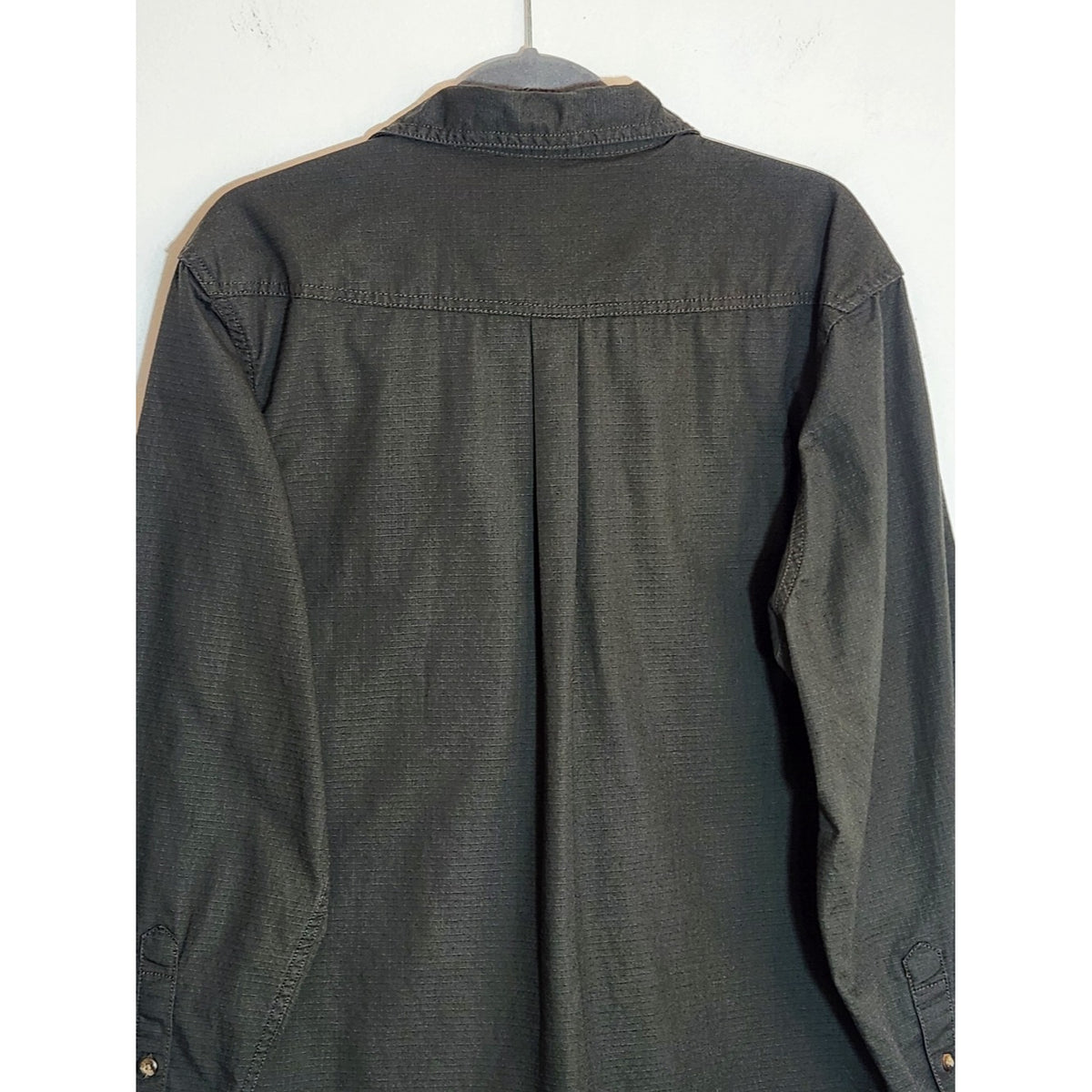 Gravel Gear Mens Gray Grid Textured Button Down Shirt Size Medium