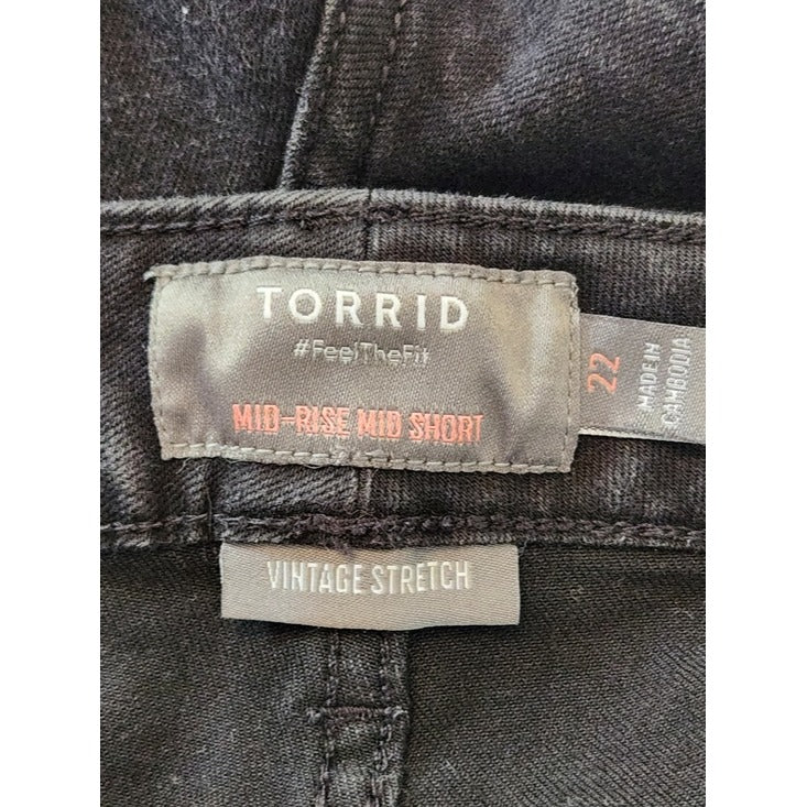 Torrid Black Distressed Denim Cut Off Shorts Size 22