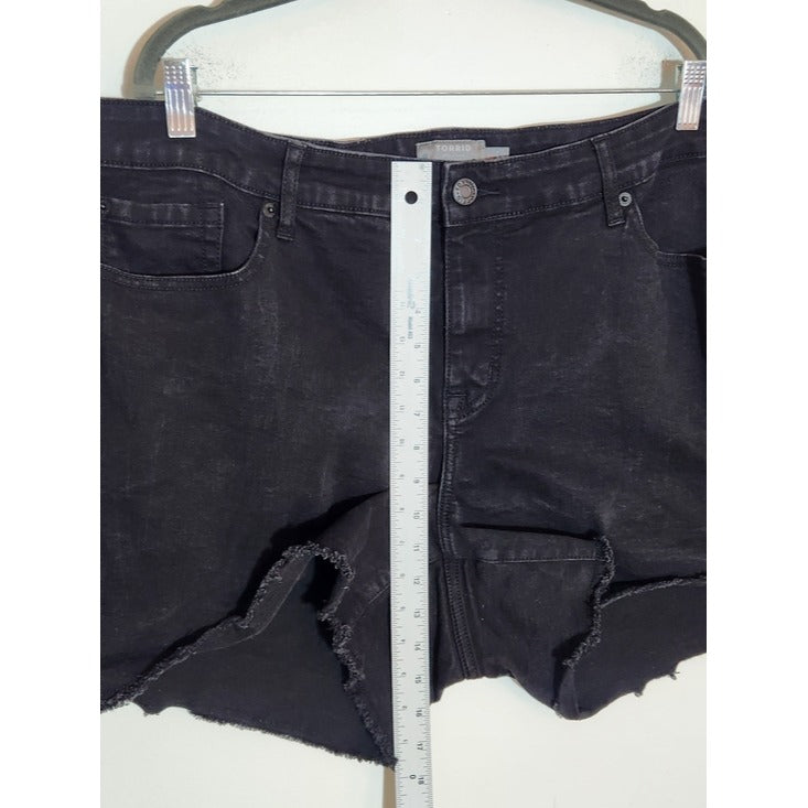 Torrid Black Distressed Denim Cut Off Shorts Size 22