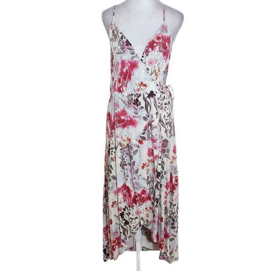 Lovestitch White Floral High Low Wrap Dress Size Small