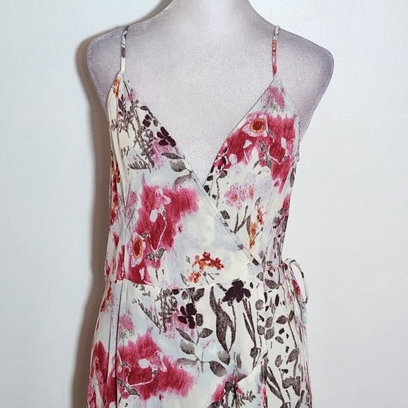 Lovestitch White Floral High Low Wrap Dress Size Small
