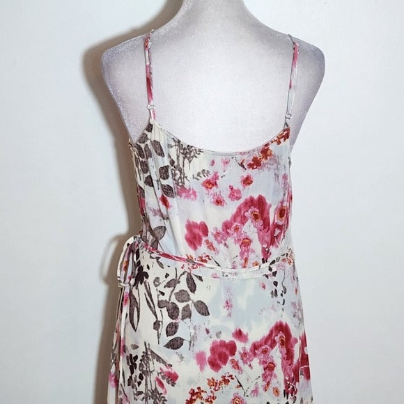 Lovestitch White Floral High Low Wrap Dress Size Small