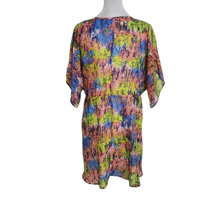 Francesca's Multicolor Sheer Tie Front Kimono Size Medium/Large