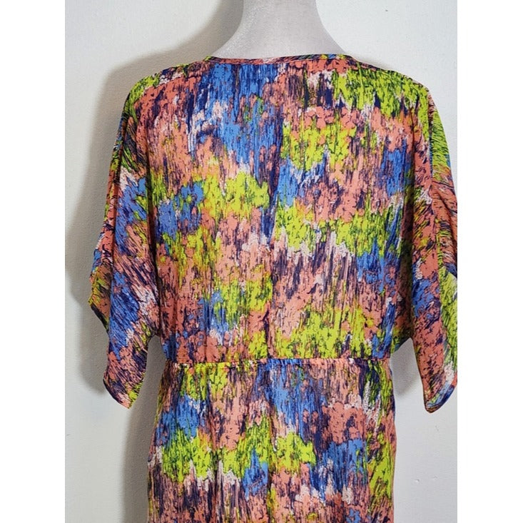 Francesca's Multicolor Sheer Tie Front Kimono Size Medium/Large