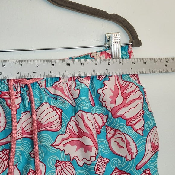 Vineyard Vines Blue and Pink Shell Print Swim Trunks Size Small