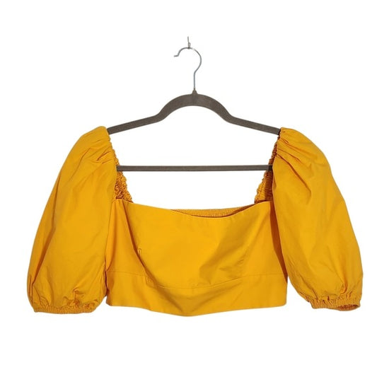 Susana Monaco Marigold Puffy Sleeve Cropped Top Size Medium