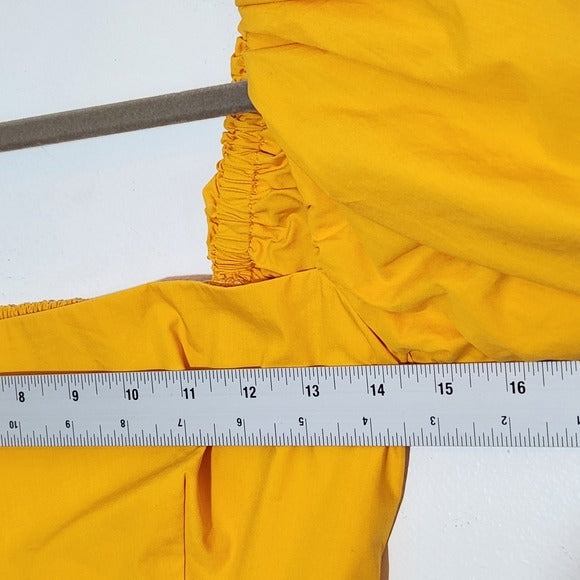 Susana Monaco Marigold Puffy Sleeve Cropped Top Size Medium
